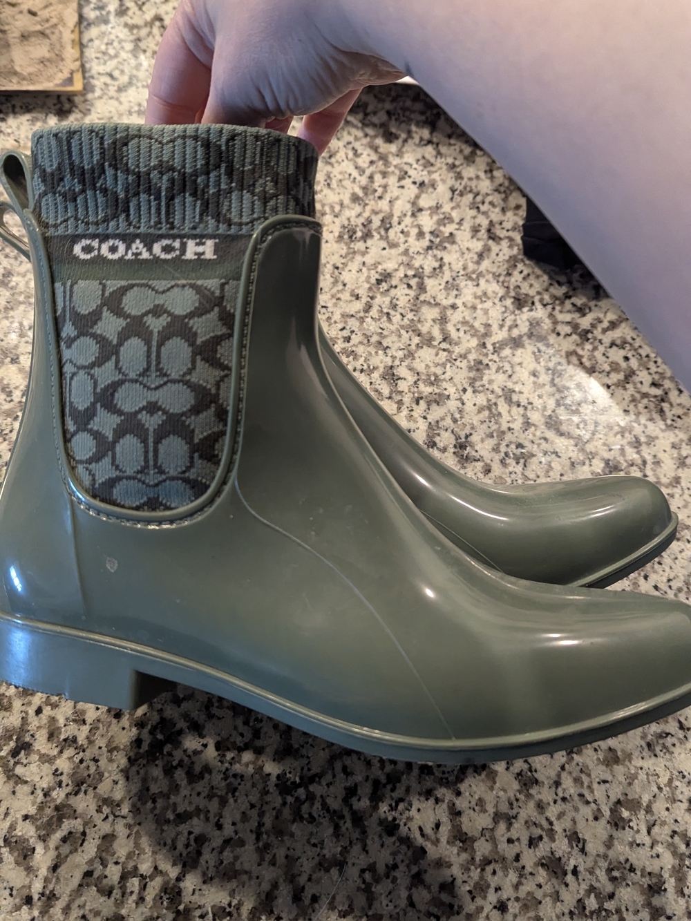 Coach Olive Green Chelsea Rain Ankle Boots